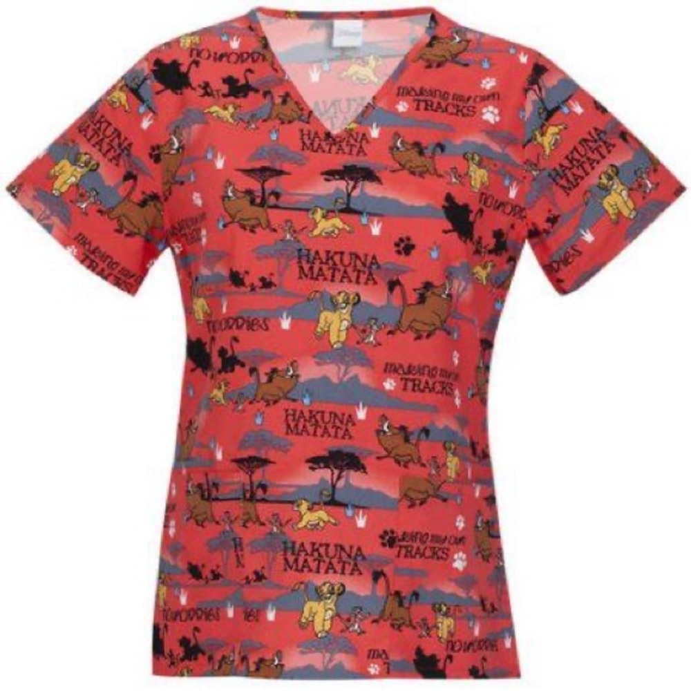 Hakuna Matata Scrub Top - Medium - Red